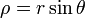 \rho = r \sin \theta \,
