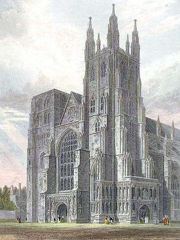 File:Canterbury Cathedral, view of the Western Towers engraved by J.LeKeux after a picture by G.Cattermole, 1821 edited.jpg