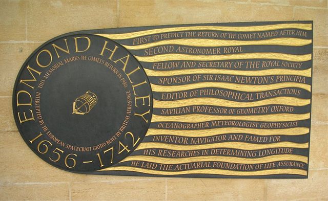 File:Edmond Halley plaque in Westminster Abbey.jpg