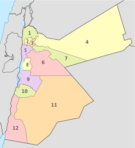 File:Jordan, administrative divisions - Nmbrs - colored.svg