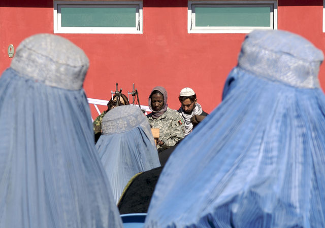 File:US Navy 080123-N-3385W-028 Cmdr. Adrienne Simmons, medical provider for Provincial Reconstruction Team Khost and only woman on the team, speaks at the groundbreaking ceremony for a women's mosque and park in downtown Khost City.jpg