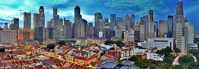 File:Singapore skyline viewed from Chinatown at sunset (8458095845).jpg
