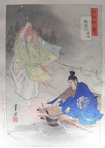 File:Blacksmith Munechika, helped by a fox spirit, forging the blade Ko-Gitsune Maru, by Ogata Gekkō.jpg