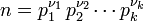 n = p_1^{\nu_1} \, p_2^{\nu_2} \cdots p_k^{\nu_k}
